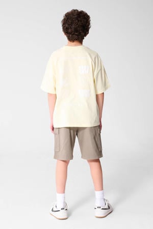 T-shirt met backprint lichtgeel