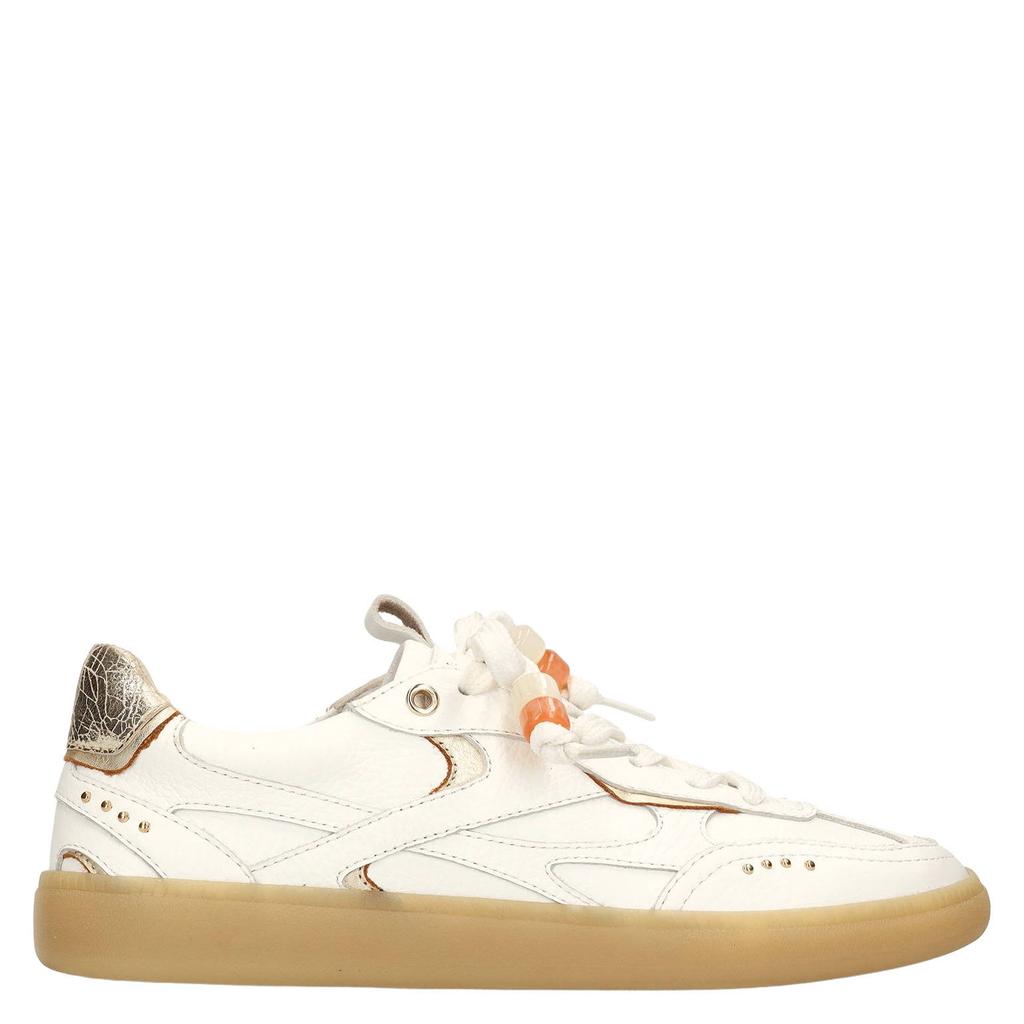 Witte dames Manfield suède sneakers van leer met veters