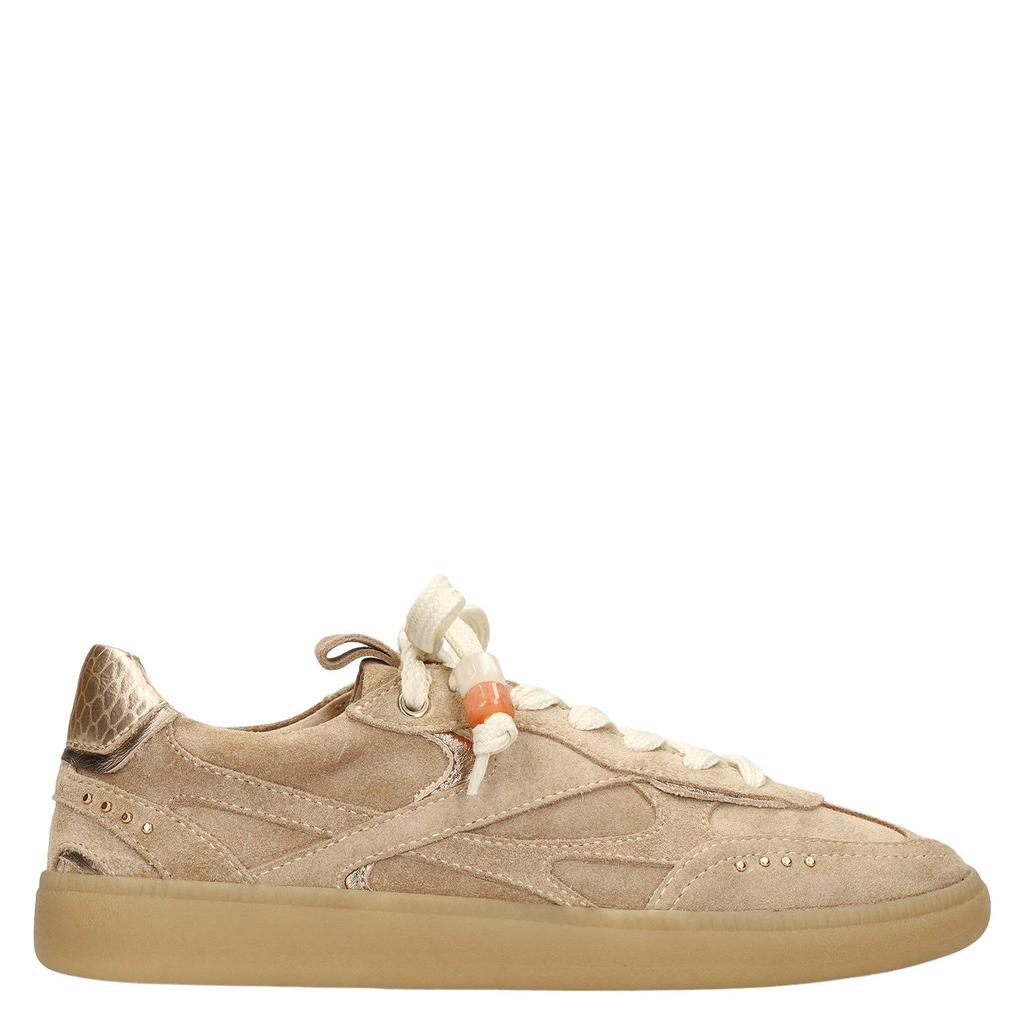 Beige dames Manfield suède sneakers met veters