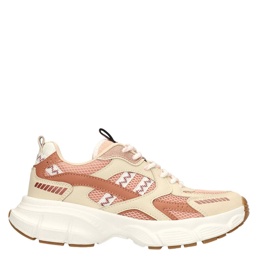 Roze dames Manfield chunky leren sneakers met veters