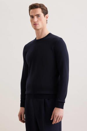 gebreide trui met wol donkerblauw