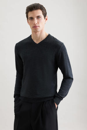 pullover met wol fijn gebreid grijs