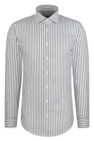 slim gestreept casual overhemd groen