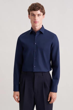 slim zakelijk overhemd donkerblauw