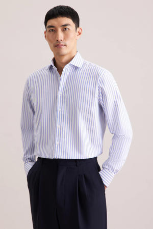 regular gestreept casual overhemd blauw