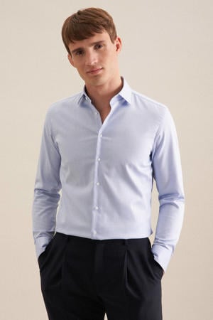 slim zakelijk overhemd blauw