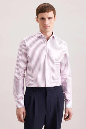 regular gestreept casual overhemd roze
