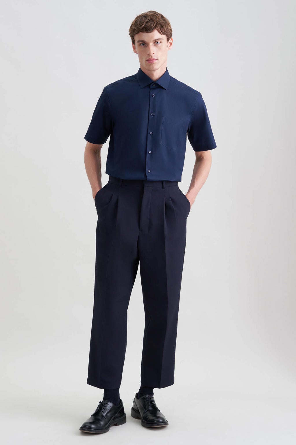 Seidensticker regular casual overhemd donkerblauw