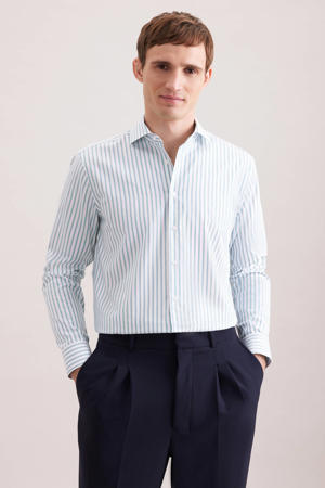 regular gestreept casual overhemd turquoise