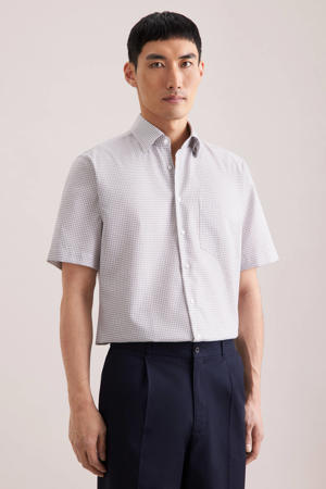 regular geruit casual overhemd beige