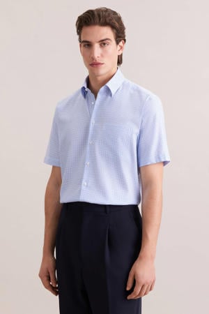 regular geruit casual overhemd blauw