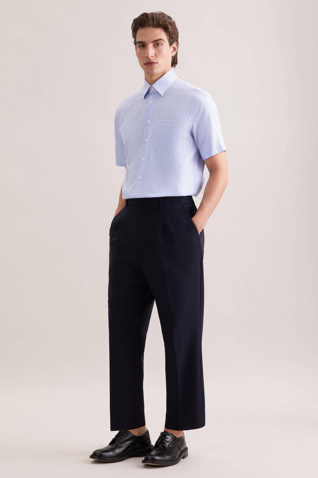 Seidensticker regular geruit casual overhemd blauw
