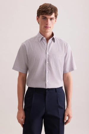 regular geruit casual overhemd bruin