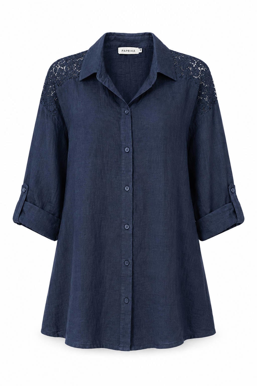 Paprika linnen blouse Plus Size - marineblauw