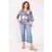 Paprika linnen top Plus Size met print - marineblauw