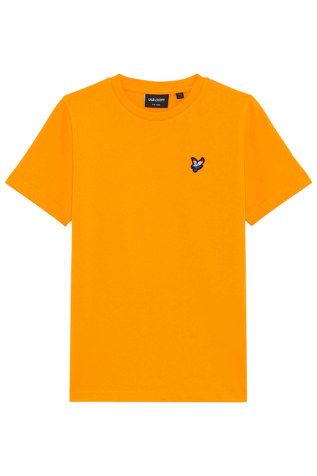 Oranje jongens Lyle & Scott T-shirt junior van katoen met effen, korte mouwen en ronde hals