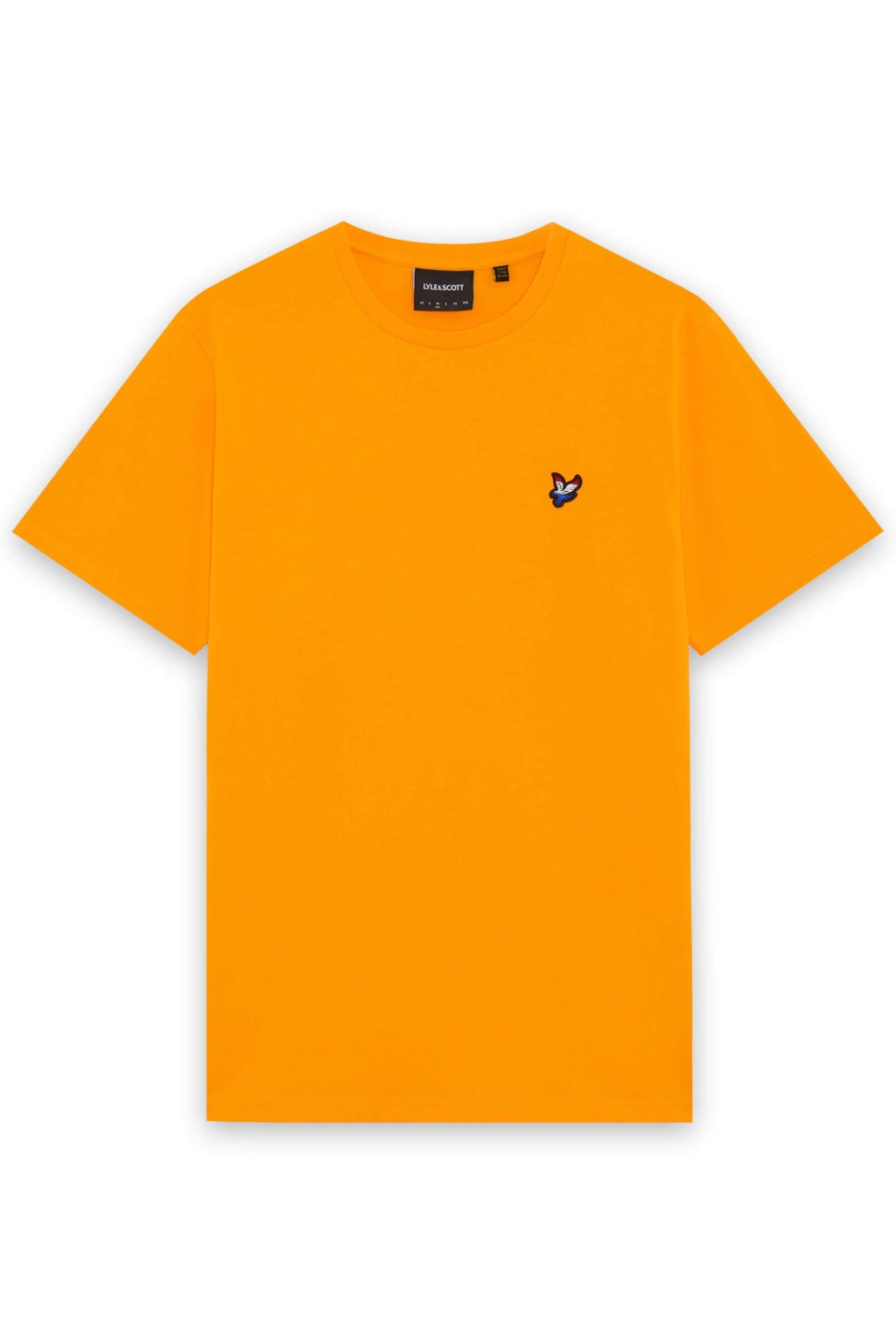 Oranje heren Lyle & Scott T-shirt van katoen met effen, korte mouwen en ronde hals