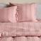 NOUS Living flanellen gestreepte lits-jumeaux dekbedovertrek 240x220 cm - roze