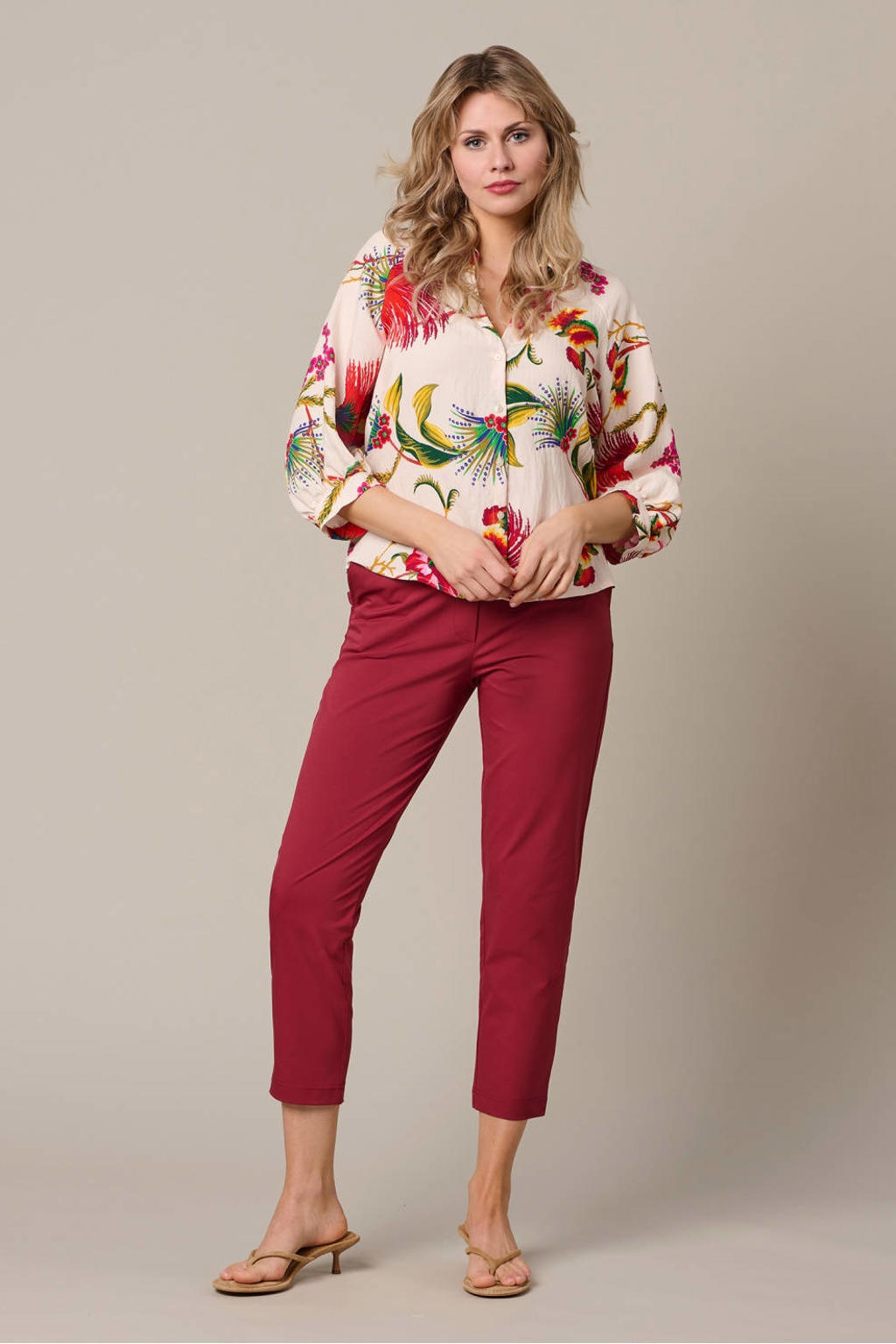 &Co Woman viscose gebloemde blouse - ecru