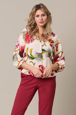 viscose gebloemde blouse - ecru