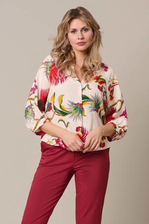 viscose gebloemde blouse - ecru