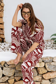thumbnail: &Co Woman viscose loose fit broek met print - donkerrood