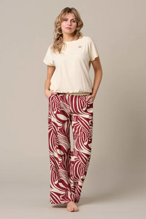 viscose loose fit broek met print - donkerrood