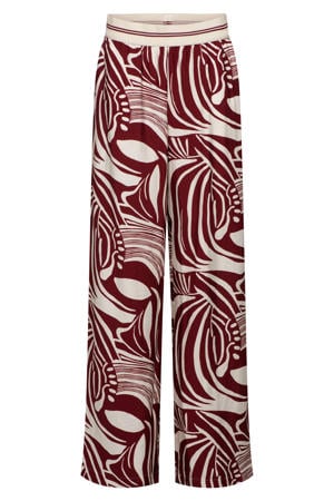 viscose loose fit broek met print - donkerrood