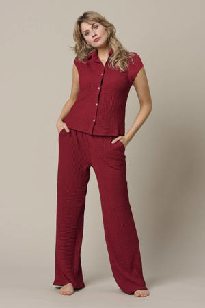 wide leg broek met textuur - rood