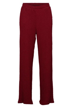 wide leg broek met textuur - rood