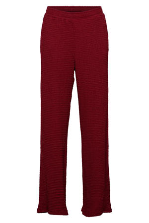 wide leg broek met textuur - rood