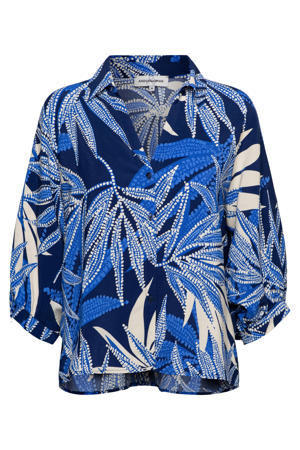 viscose blouse met print - blauw