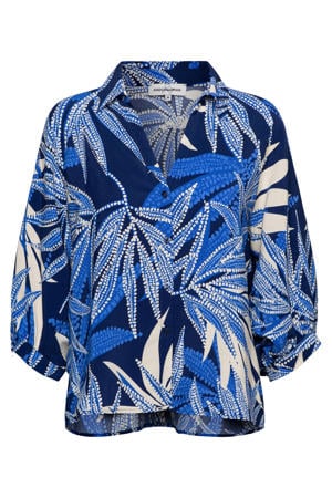viscose blouse met print - blauw
