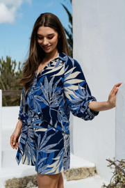 thumbnail: &Co Woman viscose wide leg broek - blauw
