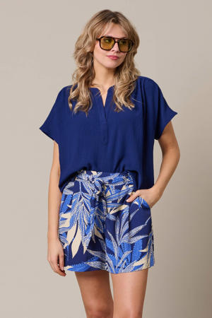 viscose wide leg broek - blauw