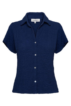 blouse met textuur - blauw