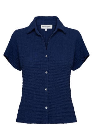 blouse met textuur - blauw