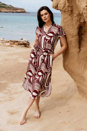 thumbnail: &Co Woman midi blousejurk met print - rood