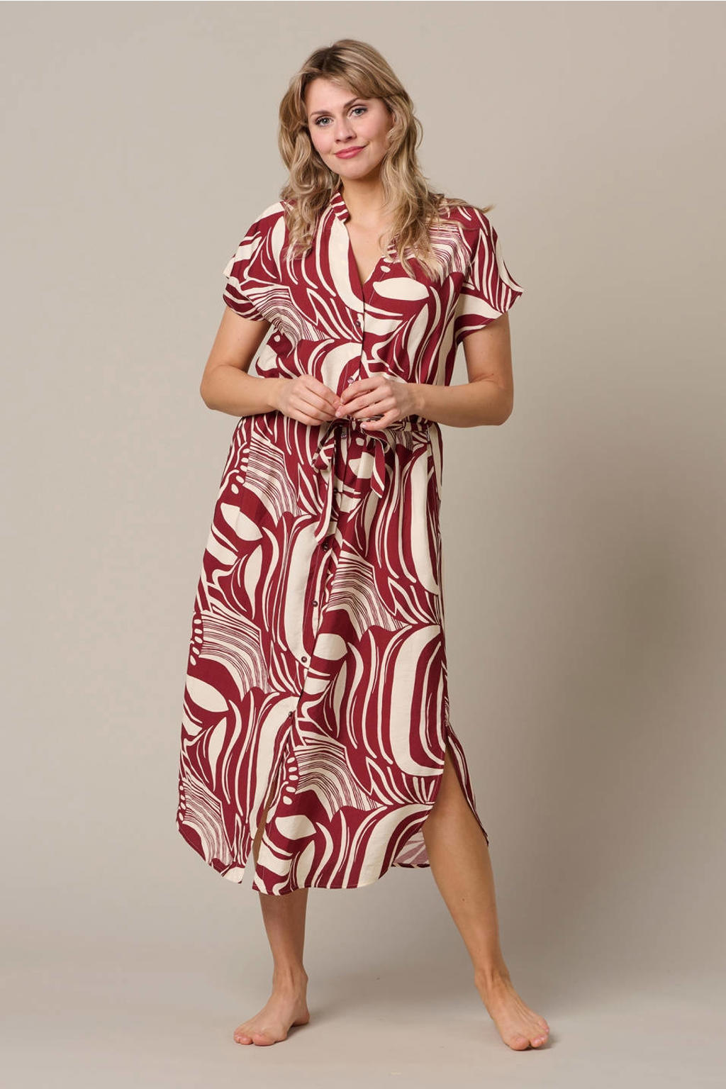 &Co Woman midi blousejurk met print - rood
