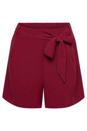 wide leg korte broek met ceintuur - rood