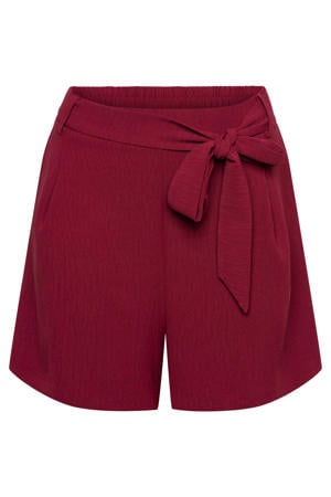 wide leg korte broek met ceintuur - rood