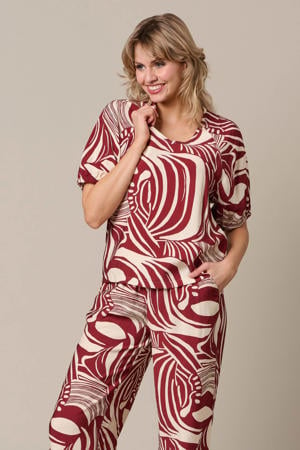 top met print - donkerrood