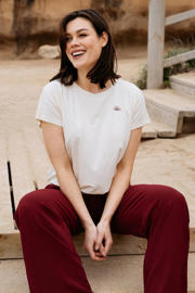 thumbnail: &Co Woman T-shirt met elastische boord en backprint - ecru