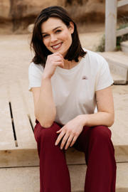 thumbnail: &Co Woman T-shirt met elastische boord en backprint - ecru