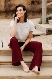 thumbnail: &Co Woman T-shirt met elastische boord en backprint - ecru