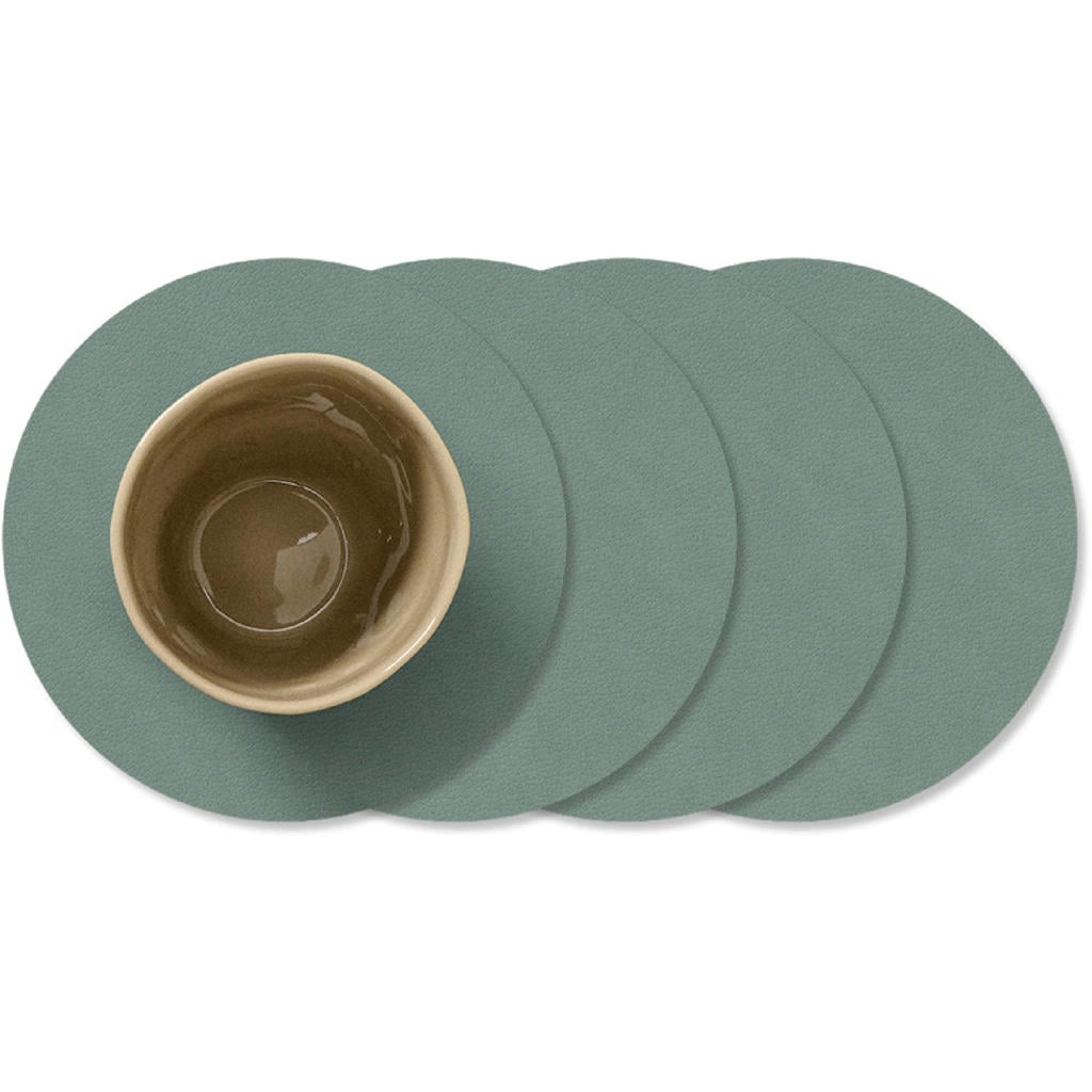 LIND DNA LIND DNA Onderzetters Nupo - Leer - Pastel Green - ø 10 cm - 4 Stuks