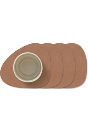 LIND DNA Onderzetters Nupo - Leer - Old Rose - 13 x 11 cm - 4 Stuks