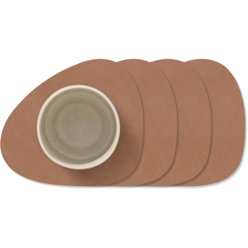 LIND DNA LIND DNA Onderzetters Nupo - Leer - Old Rose - 13 x 11 cm - 4 Stuks