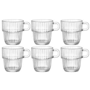 Theeglazen - Koffiekopjes met oor - Stapelbaar - Barshine 250 ml - 6 Stuks