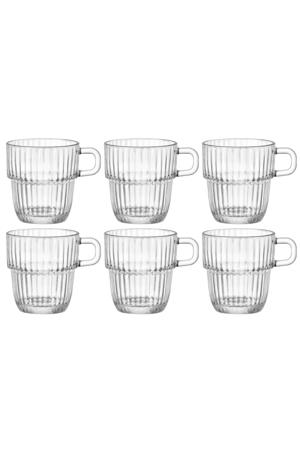 Theeglazen - Koffiekopjes met oor - Stapelbaar - Barshine 250 ml - 6 Stuks